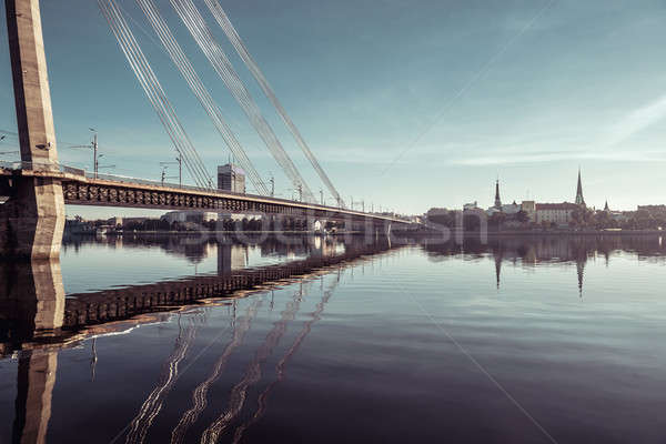 Híd folyó Riga Lettország víz tájkép Stock fotó © amok