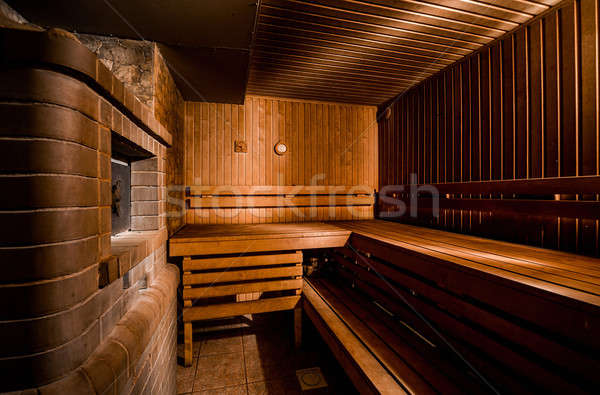 Inside of modern finnish sauna Stock photo © amok