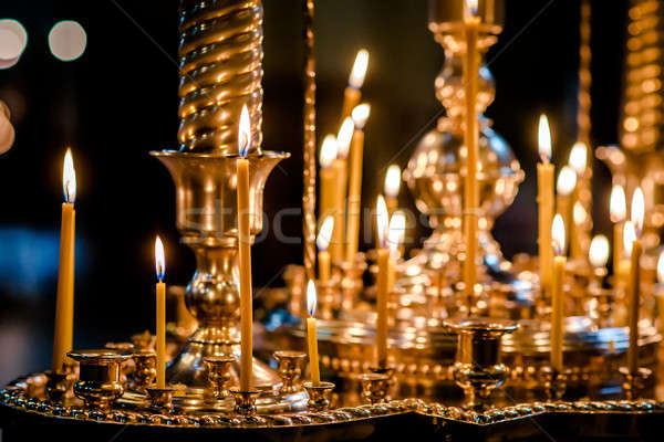 Burning candles in a church Stock photo © amok