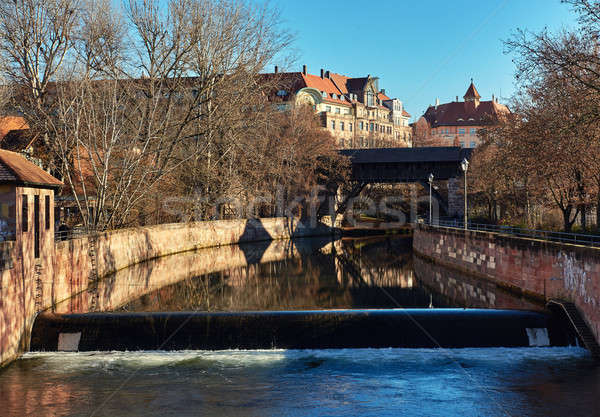 Ancient architecture and The Pegnitz river in Nuremberg, Bavaria Stock photo © amok