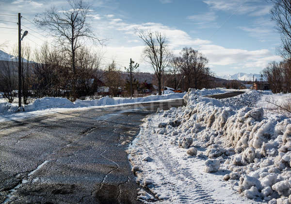 Snowdrifts and rural road. Petropavlovsk-Kamchatsky in march Stock photo © amok