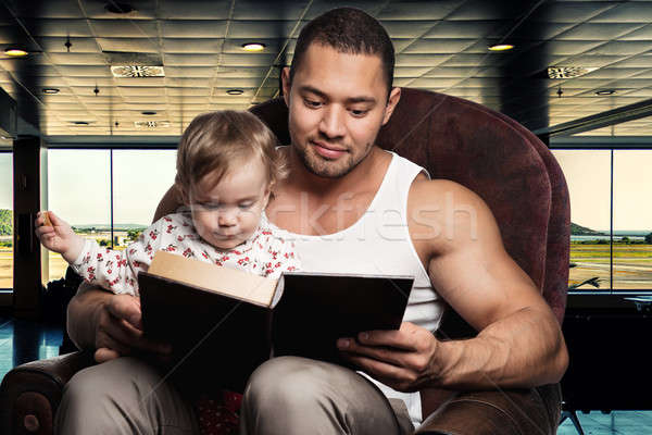 Stockfoto: Vader · lezing · boek · dochter · meisje · liefde