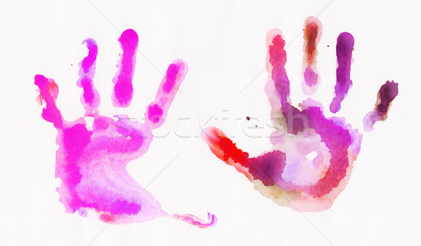 Watercolor handprints over white background Stock photo © amok