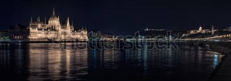 Stockfoto: Boedapest · stadsgezicht · nacht · Hongarije · Europa · panorama