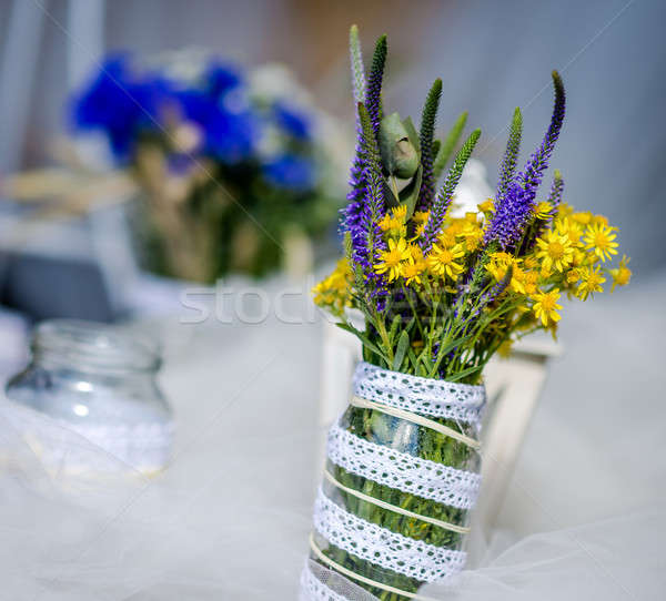 Foto d'archivio: Bouquet · fiori · di · campo · vetro · jar · bellezza · bella