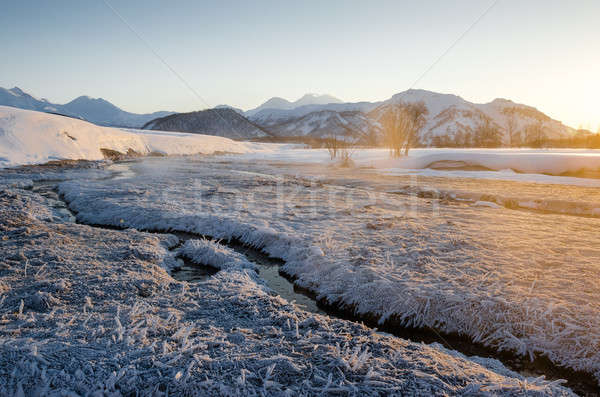 View of Nalychevo Nature Park and Zhupanovsky volcano at sunrise Stock photo © amok