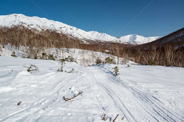 ストックフォト: 山 · 合格 · ルート · 半島 · ロシア · 風景