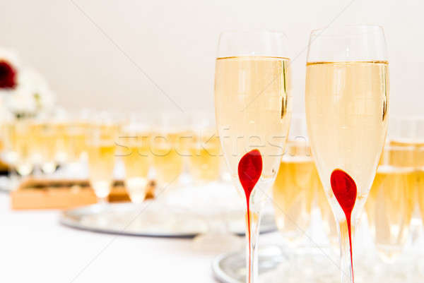 Glasses Of Champagne For A Wedding Reception Stock Photo