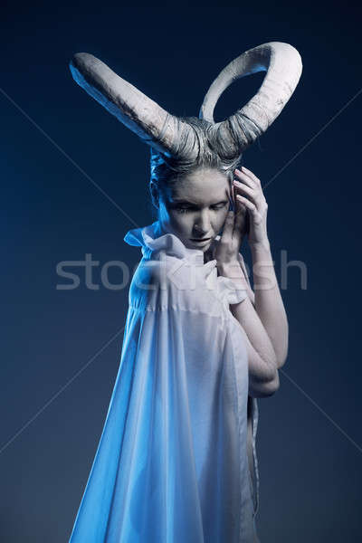 Woman with goat body-art Stock photo © amok