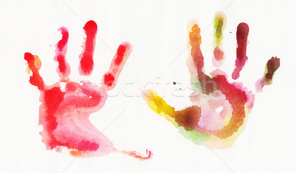 Watercolor handprints over white background Stock photo © amok