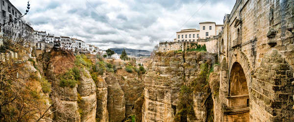 Panoramic view of the old city of Ronda, the famous white villag Stock photo © amok