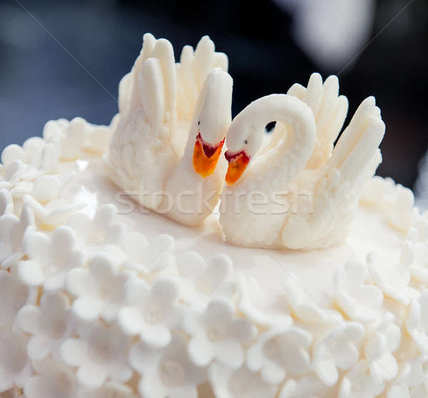Bruidstaart ingericht voedsel bruiloft vogel eten Stockfoto © amok