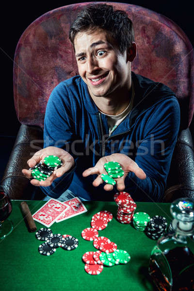 Foto stock: Pôquer · jogador · cassino · jovem