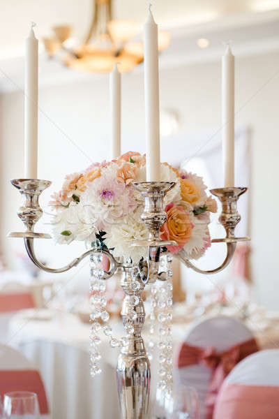 Nuntă sfesnic floare decorare petrecere trandafir Imagine de stoc © amok