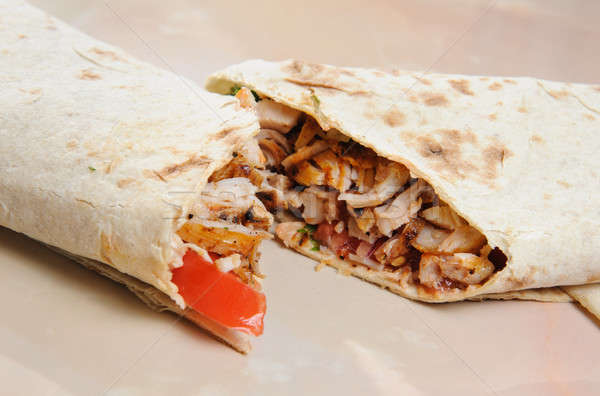 Stock photo: Lavash with chicken and vegetables
