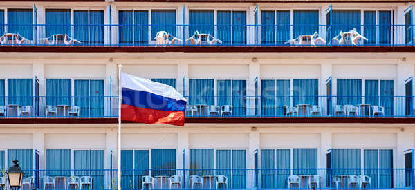 Flag of Russia against hotel balconies Stock photo © amok
