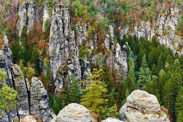 Pittoresque vue Allemagne formation rocheuse au-dessus rivière [[stock_photo]] © amok