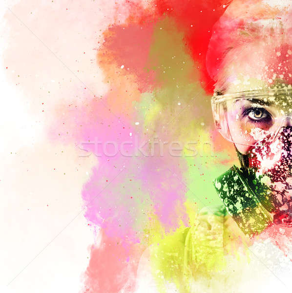 Portret vrouw filteren masker afbeelding digitale Stockfoto © amok