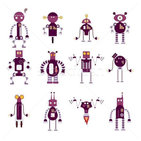 Collection of purple robot icons Stock photo © Amplion