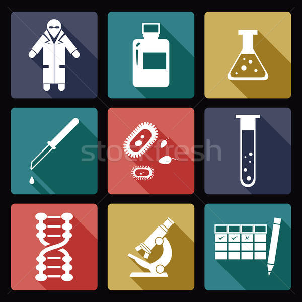 Biologie icônes vecteur image ensemble médicaux Photo stock © Amplion