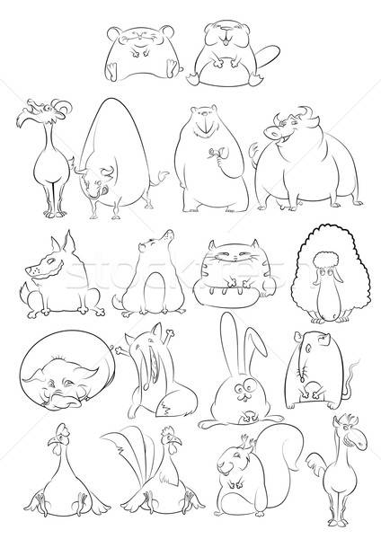 Black and White Cartoon Animals Stock photo © Amplion