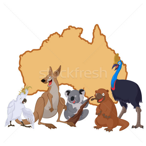 Stock photo: Australia with cartoon animals
