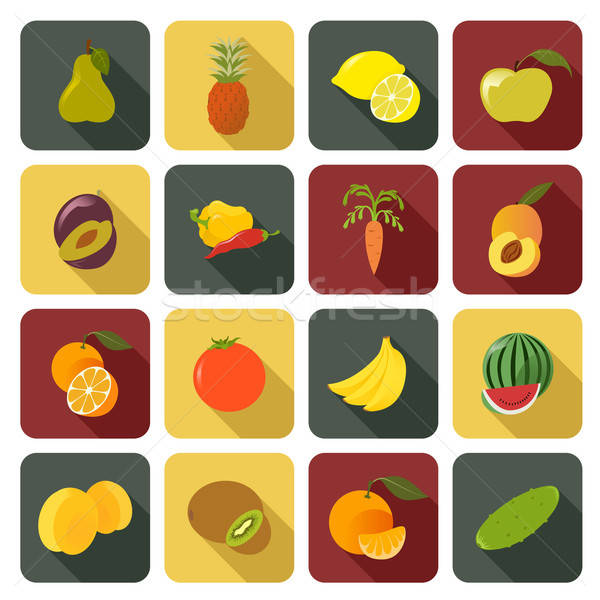 фрукты иконки вектора изображение коллекция искусства Сток-фото © Amplion