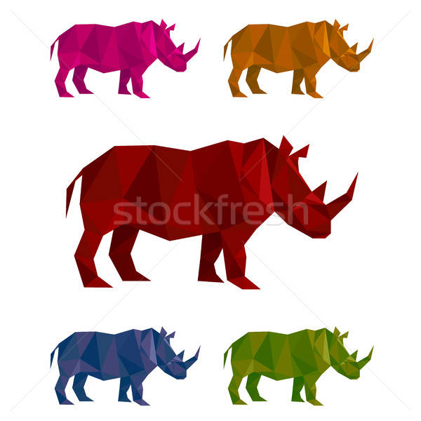 Rhino Vektor Bild Papier Kunst Afrika Stock foto © Amplion
