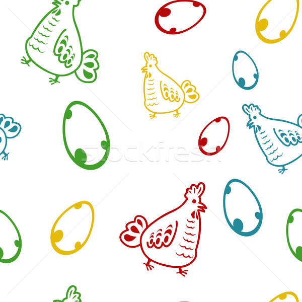 Foto d'archivio: Senza · soluzione · di · continuità · pollo · pattern · vettore · immagine · colore