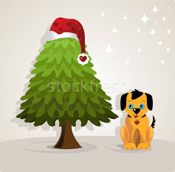 árbol de navidad CAP feliz perro amor Foto stock © anaklea