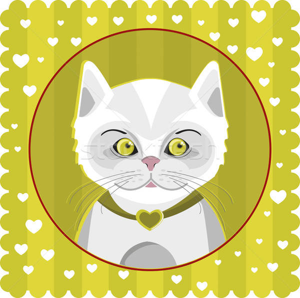 Blanco gatito ilustración amarillo marco Foto stock © anaklea