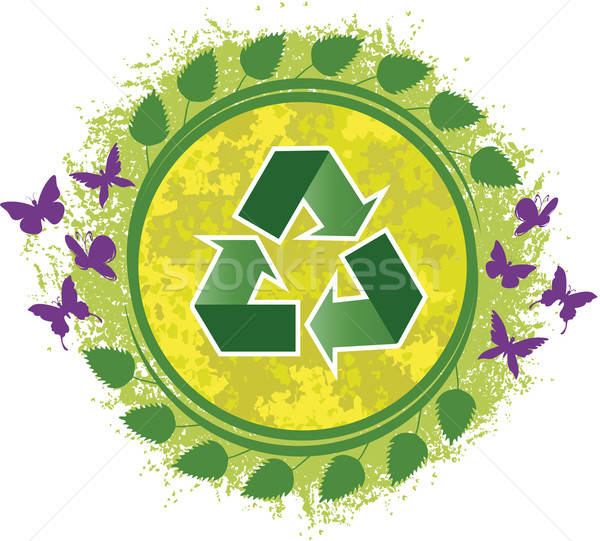 Ilustración reciclar reciclaje símbolo volver hojas verdes Foto stock © anaklea