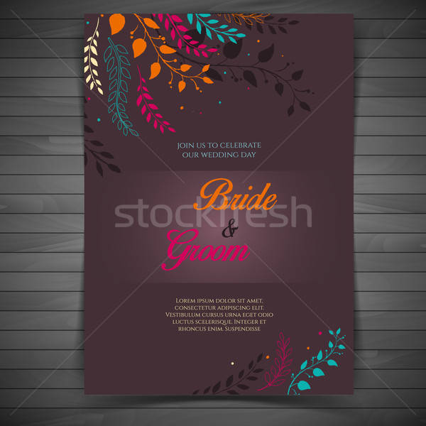 Foto stock: Invitación · de · la · boda · eps · 10 · flor · flores · papel