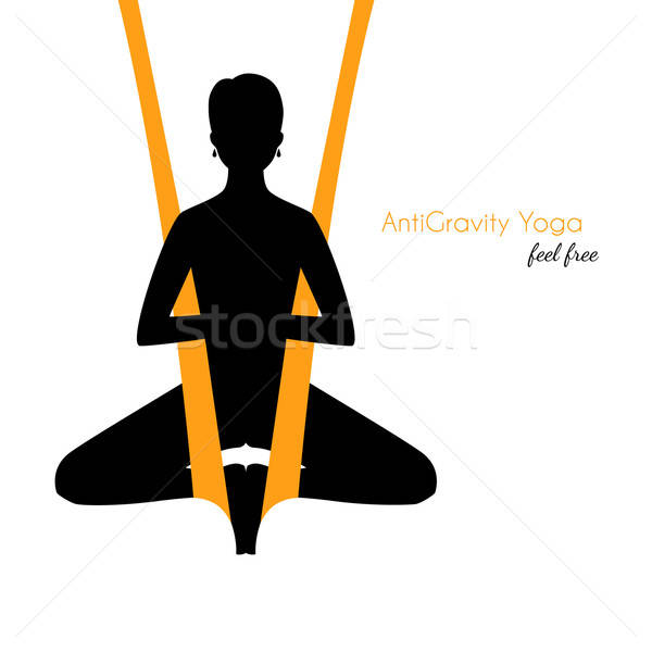 Anti-gravity yoga poses woman silhouette Stock photo © anastasiya_popov