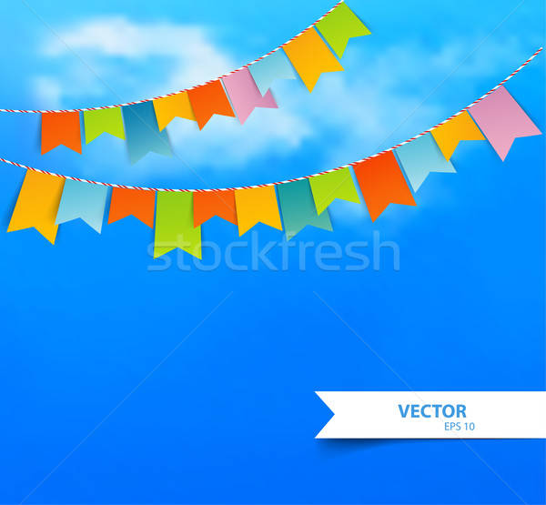 Blue sky with colorful flags Stock photo © anastasiya_popov