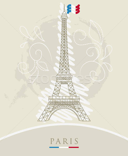 Tour Eiffel fleur design fond métal Voyage Photo stock © anastasiya_popov