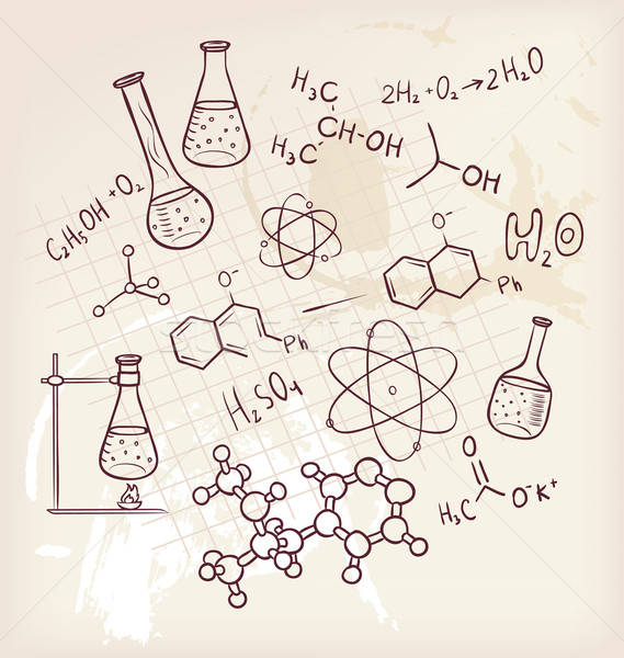 Hand trekken chemie papier kunst onderwijs Stockfoto © anastasiya_popov