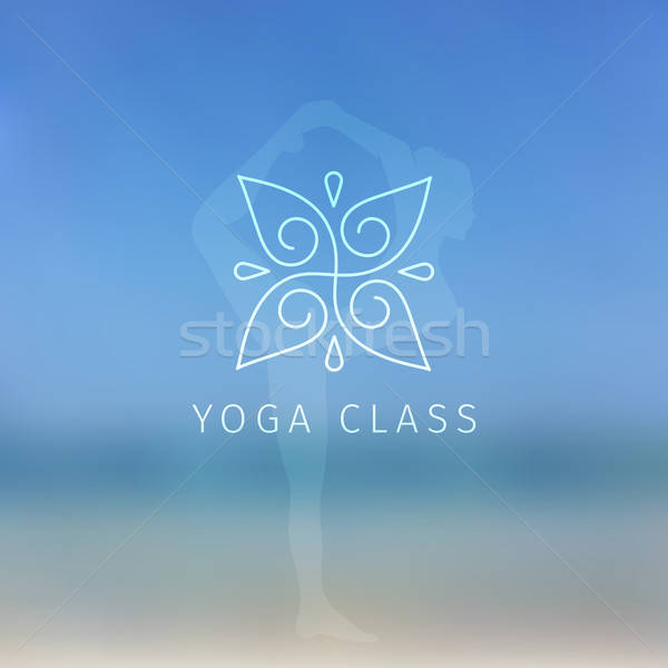 Yoga logo computer vrouw bloem sport Stockfoto © anastasiya_popov