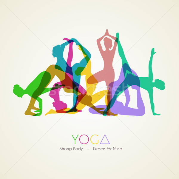Yoga silhouet sport schoonheid gymnasium schilderij Stockfoto © anastasiya_popov