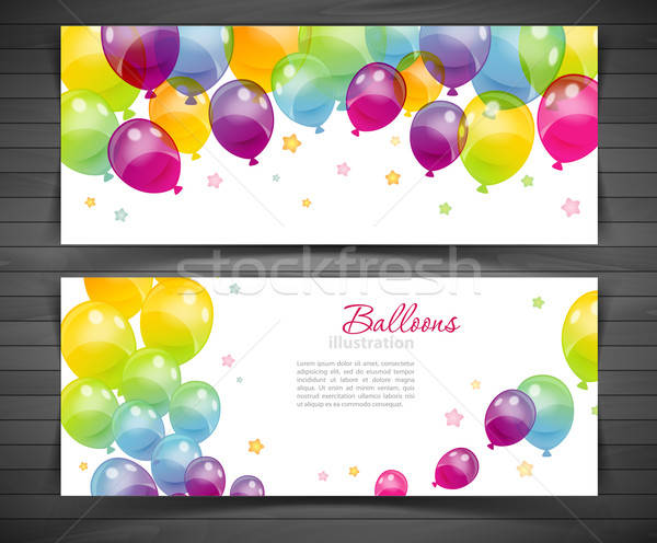 Farbenreich Ballons eps 10 Party Holz Stock foto © anastasiya_popov