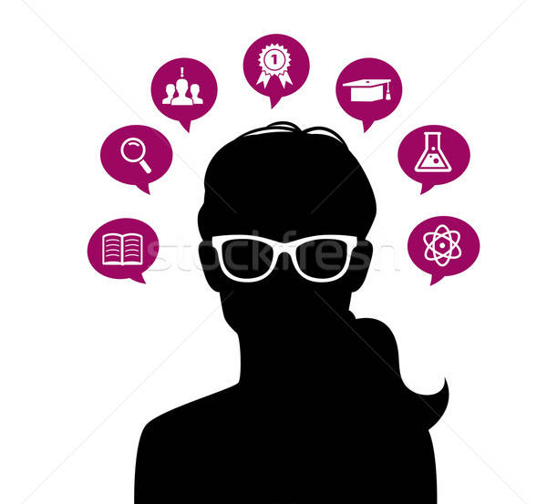 Stock photo: Woman's head with education icons