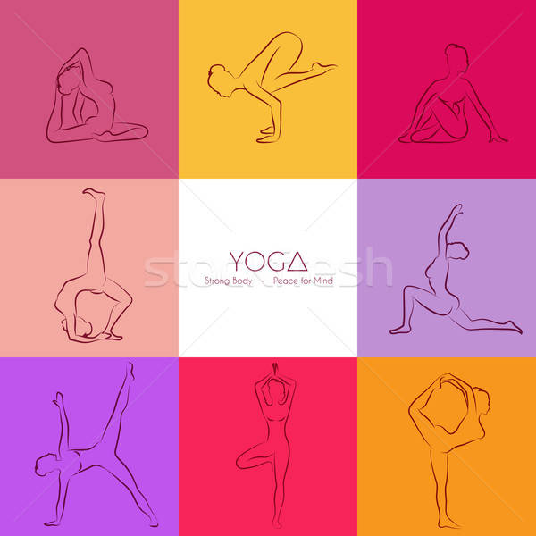 Yoga poses silhouette set Stock photo © anastasiya_popov