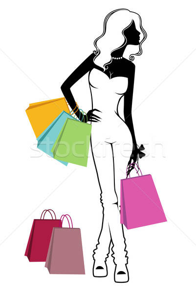 ストックフォト: ショッピング · 女の子 · 市 · ファッション · モデル · 背景