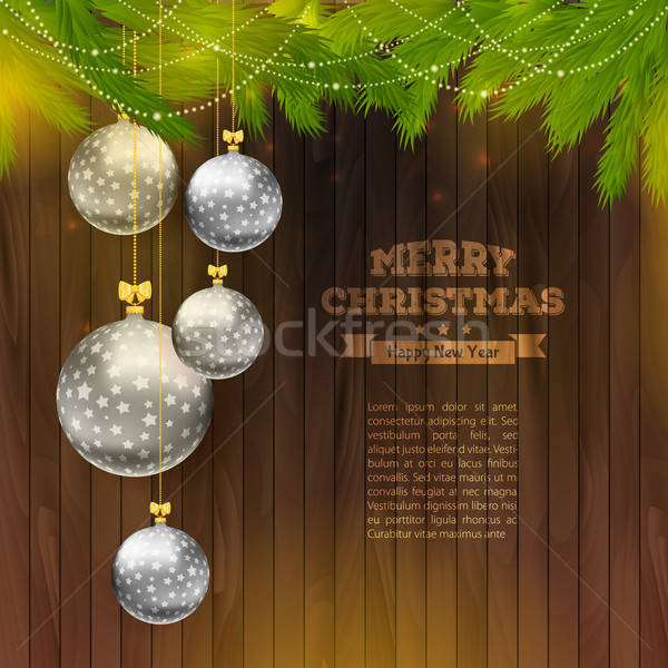 Christmas balls on wooden background Stock photo © anastasiya_popov