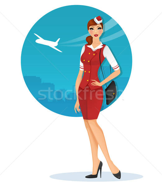 Lány utaskíserő egyenruha égbolt divat művészet Stock fotó © anastasiya_popov
