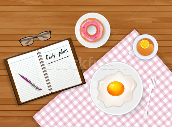 Tasty breakfast with tea and egg Stock photo © anastasiya_popov
