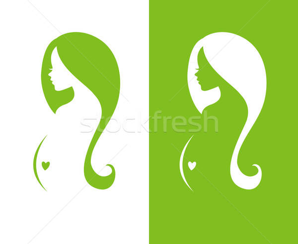 [[stock_photo]]: Silhouette · femme · enceinte · femme · heureux · design · anniversaire