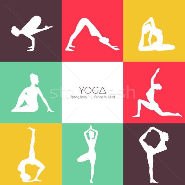 Yoga poses silhouette set Stock photo © anastasiya_popov