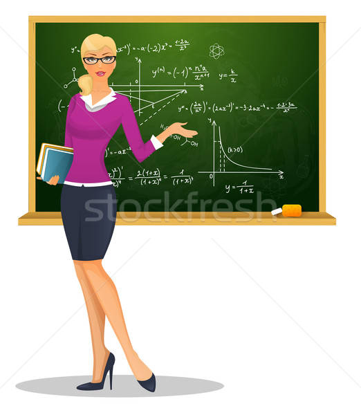Female teacher with blackboard Stock photo © anastasiya_popov