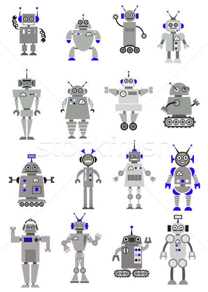 ストックフォト: おもちゃ · ロボット · 黒 · グレー · 白